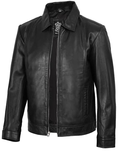 Image of fjackets Mens Black Leather Jacket - Real Lambskin Moto Biker Mens Leather Jacket | [1103532] Wiiick Black, S