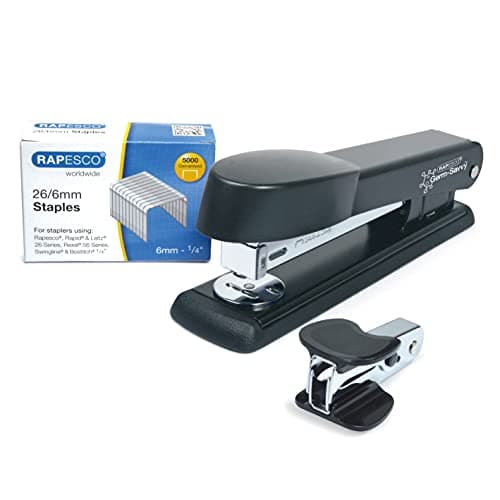 Image of Rapesco 1471 Germ-Savvy Antibacterial, Marlin Stapler, R4 Staple Remover & 5000 26/6 mm Staples, Black