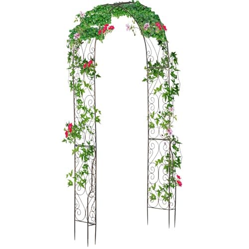 Image of Outsunny Metal Garden Arch Trellis, Decorative Arbour Archway for Walkway Path Ceremony Wedding Party, 120 x 30 x 226cm
