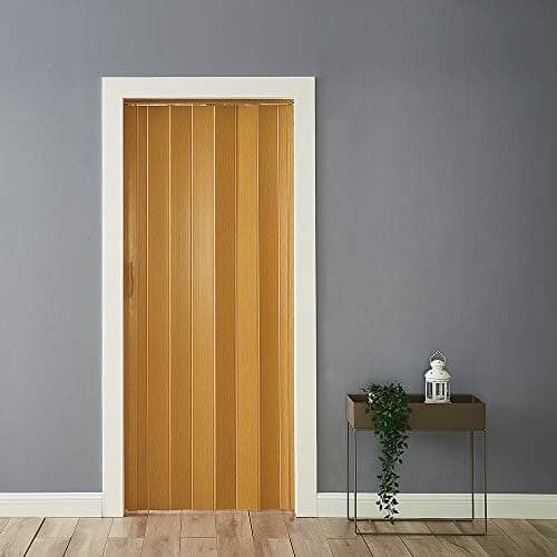 Image of Panana Folding Door Natural Pine Effect PVC Internal Accordion Concertina Sliding Door Thickness:6mm/12mm Brown/Ivory/White/Yellow (12mm, Yellow)