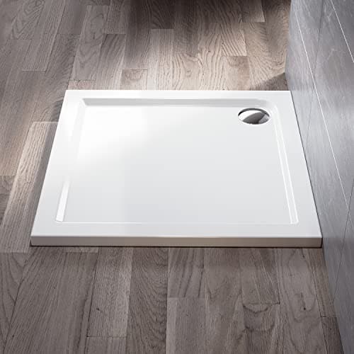 Image of ELEGANT Rectangular 900 x 760 x 40 mm Stone Tray for Shower Enclosure Cubicle + Waste Trap