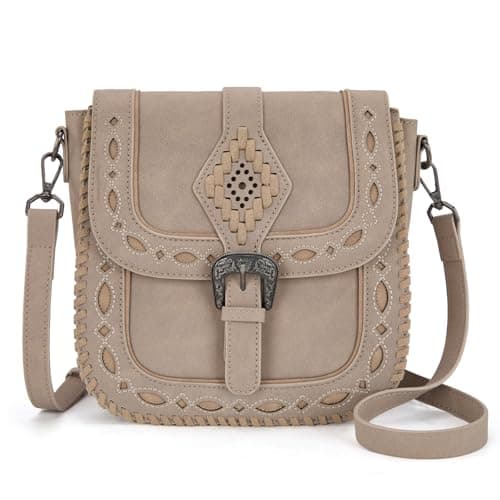Image of Montana West Whipstitch Flap Crossbody Bag for Women Designer Saddle Bag, Tan