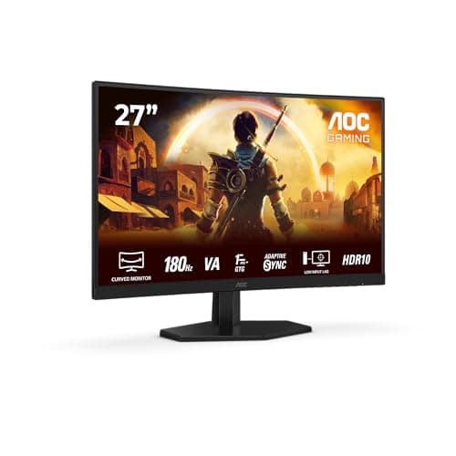 Image of AOC C27G42E 27 inch FHD Gaming Monitor Curved, 180Hz, Fast VA Panel, 0.5ms MPRT, Adaptive Sync, HDR10, FreeSync Premium, Speakers, (1920x1080 HDMI 2x 2.0 DP 1x 1.4) Black
