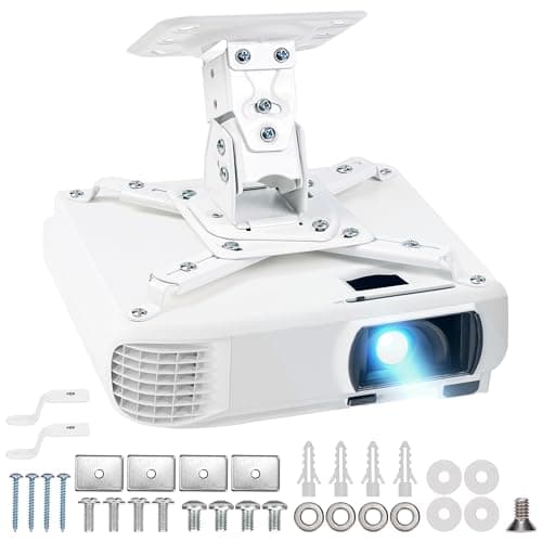 Image of BELLE VOUS White Universal Ceiling Mount for Projector - Holds 23-35cm/9-14 Inches & 8kg/17.6lbs - Aluminium Alloy Ceiling/Wall Bracket with Tilt/Swivel - Projector Mount with Arms