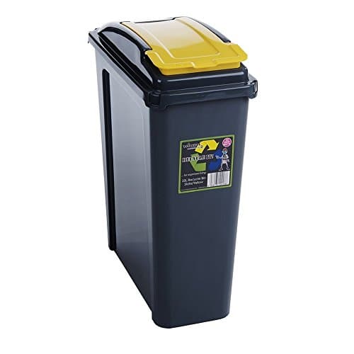 Image of 25 Litre Plastic Waste Bin with Flap Lid (Yellow)