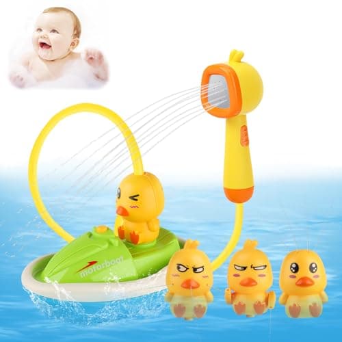 Image of Electric Water Jet Duck Baby Bath Toys - Water Toys for Toddlers with 3 Spray Modes, Waterproof Battery Box Design, Baby Bath Game and Water Toys, 1st Birthday Gifts for Boy and Girl