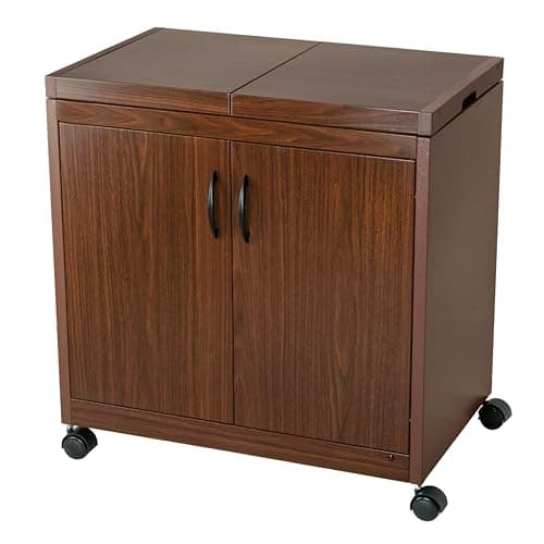 Image of Teknix TK2HOSTM Electric Hostess Trolley – Heated Food Warming Trolley with Sliding Lid & Glass Dishes in Mahogany