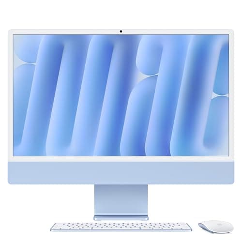 Image of Apple iMac All-in-One Desktop Computer with M4 chip with 10-core CPU and 10-core GPU: Built for Apple Intelligence, 24-inch Retina Display, 16GB Unified Memory, 512GB SSD storage; Blue
