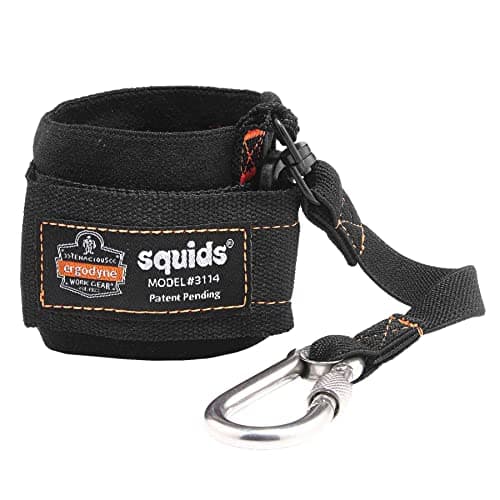 Image of Ergodyne Squids 3114 Pull-On Wrist Tool Lanyard with Stainless Steel Carabiner Connection, 3 Pounds,Black
