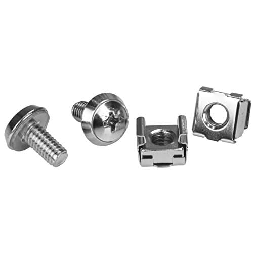 Image of StarTech 100-Pack M6 12mm Screws, Square Hole Cage Nuts and Installation Tool, Hardware Mounting Kit for 19" or 10" Server Racks, Cabinets and Enclosures, Silver - TAA