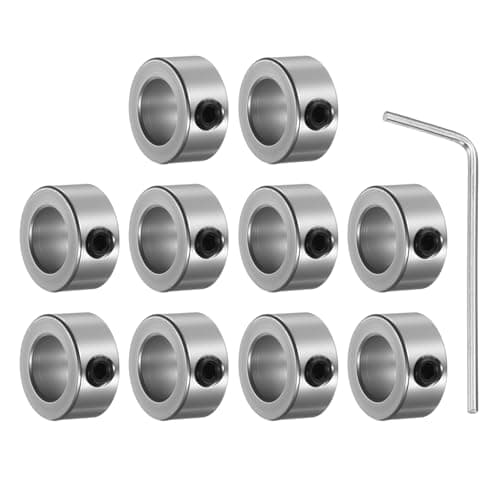 Image of HiPicco Set Screw Collars, 10 Pack 8mm Bore Shaft Lock Collars, 14mm OD, 7mm Width, 304 Stainless Steel Landing Gear Stopper Wheel Collar, Includes Wrench