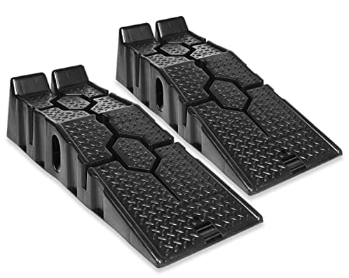 Image of Set of 2 Car Ramps Heavy Duty Black, 3 Ton Plastic Vehicles Ramp, 33cm Extra Wide Car Maintenance Lifting Tools