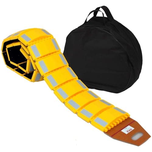 Image of Pyle Portable Foldable Speed Bump, 3M Heavy Duty Yellow Reflective Traffic Safety Hump, Durable Plastic Car Truck Vehicle Kerb Ramp for Asphalt Concrete Gravel Road, Driveway, Parking Lot