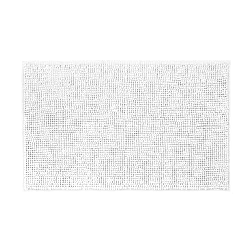 Image of Allure Bobble Chenille Bath Mat Non Slip 50 x 80cm - Soft, Absorbent, Easy Care (White)
