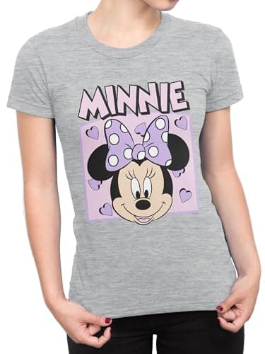 Image of Disney Tshirt for Women | Minnie Mouse Womens T Shirt | Short Sleeve Womens T-Shirts | Grey X-Small