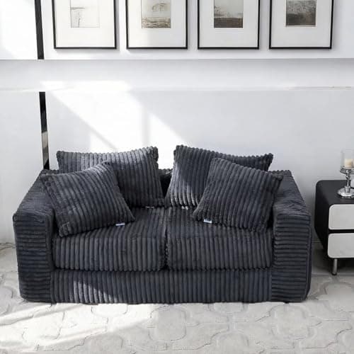 Image of Camden Velvet Sofa Collection,2-Seater, 3-Seater, Corner Sofa & Footstool – Soft High-Density Foam, Modern Living Room Sectional, Natural,Grey and Navy Colours (Gray, 2-Seater)