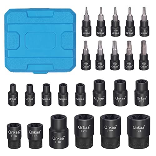 Image of CRV Torx Bit Socket Set - 24PCS: 10pcs Star Socket Bits (T8-T40) & 14pcs Female E-Torx Sockets (E4-E24) 1/4" 3/8" 1/2" | Enhanced Mini Storage Case