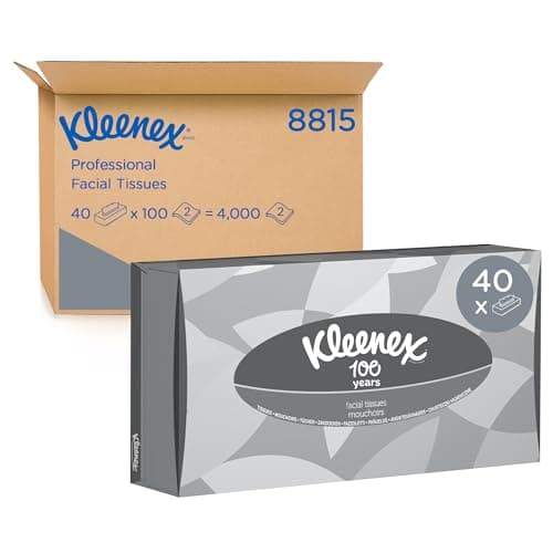Image of Kleenex Facial Tissues 8815, 2-Ply, White, Soft & Absorbent – Boxed Flat Tissues for Everyday Use, 40 Boxes x 100 Tissues (4,000 Total)