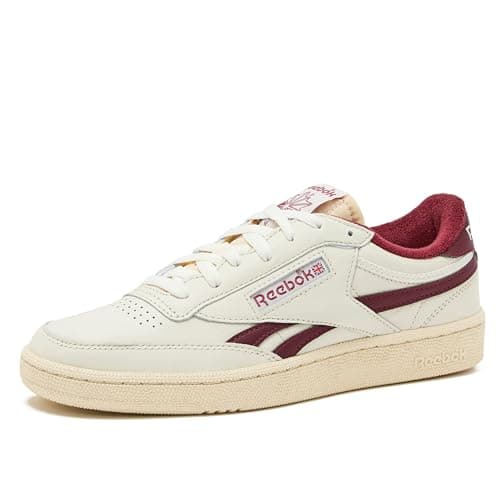 Image of Reebok Unisex-Adult Club C Revenge Vintage Sneaker, Vintage Chalk/Paper White/Classic Burgundy, 11 Women/9.5 Men