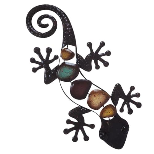 Image of CLISPEED Iron Gecko Wall Decor, Creative Reusable Gecko Shaped Iron Craft Ornament, Can Be Hung on The Wall, for Bedrooms and Restaurants Home Decoration
