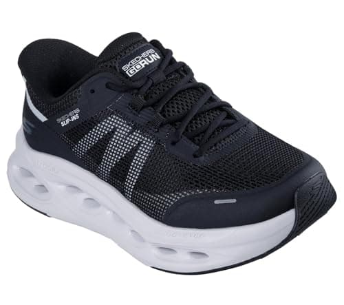 Image of Skechers Women's Max Cushioning Glide-Step Aberdeen Slip-On Sneakers, Black Synthetic/White Trim, 5 UK