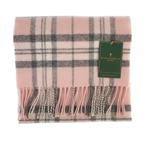 Image of ClanWool 100% Lambswool Scarf Made In Scotland – Traditional Tartan & Check Designs, Soft Warm Winter Wrap, 175 X 25 Cm, Unisex - Thomson Pink