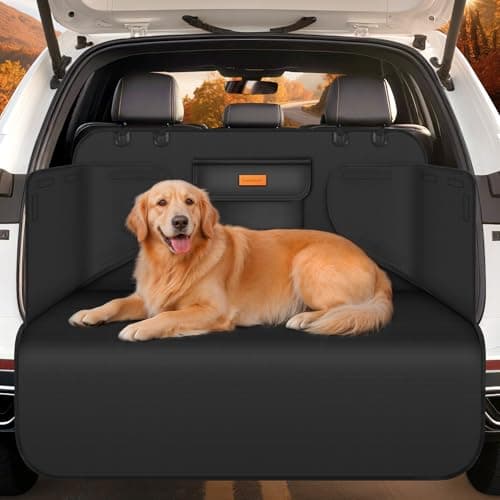 Image of Looxmeer Car Boot Protector, Non-slip Waterproof Boot Liner For Dogs with Bumper & Side Protection, Universal Scratchproof Washable Dog Boot Cover for Suvs Trucks Cars SUV Vans Sedan, Black