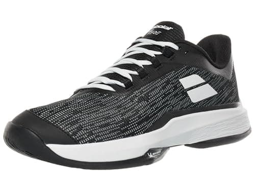 Image of Babolat, Jet TERE 2 AC M Tennis Shoes, Breathable Mesh Upper, Cushioning EVA Sole, Side Reinforcements for Stability, Durable Michelin Sole, Black/White, 8 UK