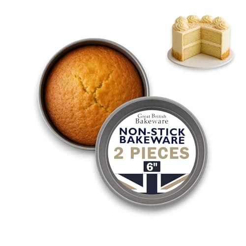 Image of Samuel Groves Great British Bakeware 2 Pack 6" Victoria Sandwich Cake Tin Superior Double Coated Non-Stick 38mm Depth Straight Sided, Baking, Fixed Base, PFOA & BPA Free Cookware, Made in England