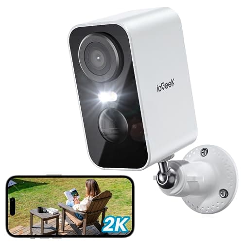 Image of ieGeek No Monthly Fee 2K Wireless Security Camera Outdoor Colorful Night Vision, Rechargeable Battery CCTV Camera Systems, WiFi Home, Motion Detection, Siren Floodlight, Voice Intercom, Remote Access