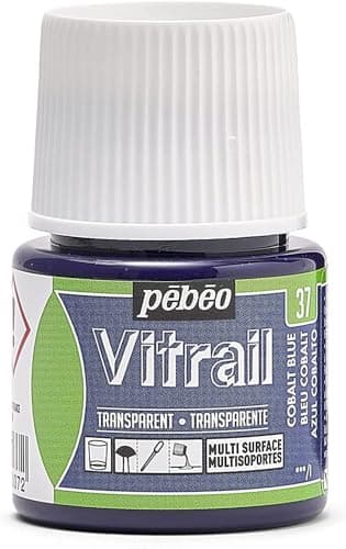 Image of PEBEO 050-037 Vitrail Stained Glass Effect Glass Paint 45-Milliliter Bottle, Cobalt Blue