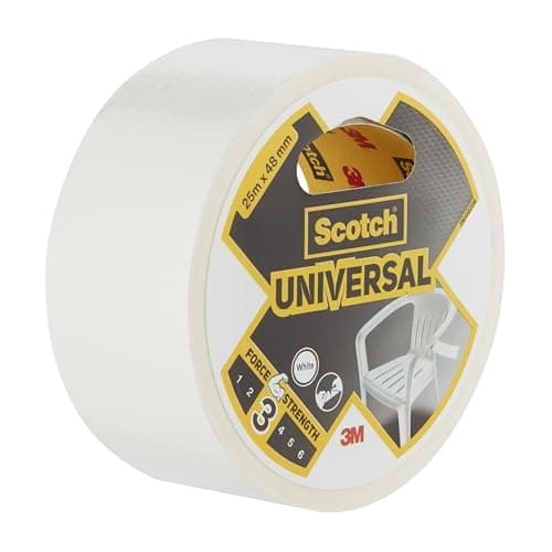 Image of Scotch Universal Duct Tape, White, 1 Roll, 25 m x 48 mm, Indoor Use, Strong Adhesive, Durable, Waterproof for Long-Lasting Repairs