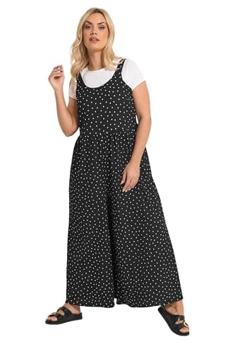 Image of Yours Curve Polka Dot Textured Jumpsuit - Women's - Plus Size Curve