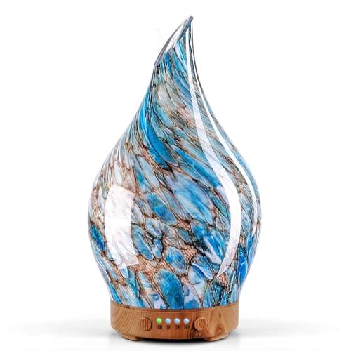 Image of Porseme Oil Diffusers 150ml,Handmade Ultrasonic Essential Oil Diffuser,7 Colors Changing Humidifier,Electric Diffuser with Timer,Whisper Quiet Mist Aromatherapy Diffuser,Air Fresheners for Home(Blue)