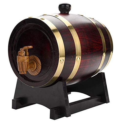 Image of HAOHIZE Oak Barrel, 1.5L Vintage Wooden Barrel Wood Oak Timber Wine Barrel Table Mini Keg with Wood Stand, Bung and Spigot for Whiskey, Rum Port, Cocktails, Wine, Bourbon, Scotch