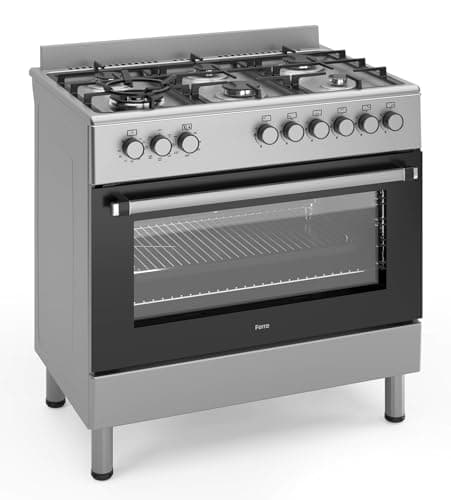 Image of Ferre F9S60E7-IN 90cm Dual Fuel Range Cooker With Double Turbo Fan & 6 Burner(1 Wok) - Stainless Steel