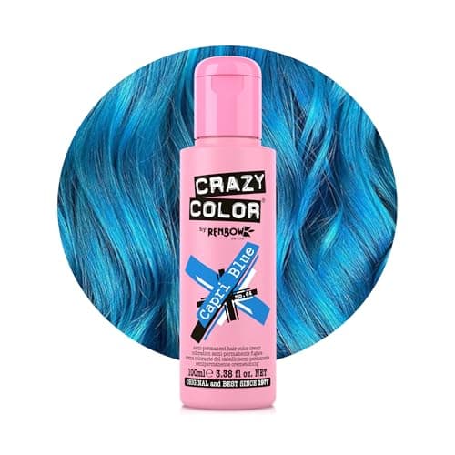 Image of Crazy Color Vibrant Capri Blue Semi-Permanent Hair Dye. Highly Pigmented Electric Blue Conditioning & Oil Nourishing Vegan Formula | No Bleach or Ammonia | 100ml