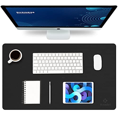 Image of Knodel Desk Pad, Office Desk Mat, 60cm x 35cm PU Leather Desk Blotter, Laptop Desk Mat, Waterproof Desk Writing Pad for Office and Home, Dual-Sided (Black)