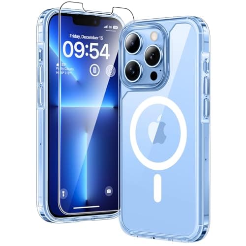 Image of TAURI for iPhone 13 Pro Max Case, [Compatible with MagSafe] with Screen Protector, Not-Yellowing Military-Grade Protection Shockproof Slim Magnetic Case for 13 Pro Max, Clear