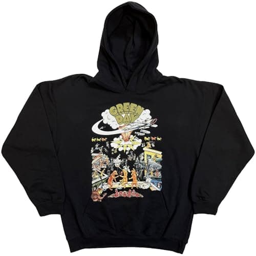Image of Rock Off officially licensed products Green Day Hoodie 1994 Tour Band Logo New Official Unisex Black, Black, M