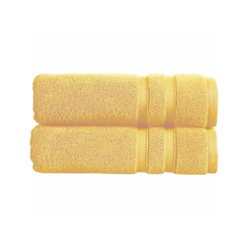 Image of Christy Chroma Yellow Bath Towels | Set of 2 | Highly Absorbent Heavyweight 675GSM | Bold and Bright | Soft Velvety Smooth Bathroom Shower Towels | 100% Cotton | Sustainably Made | Mustard