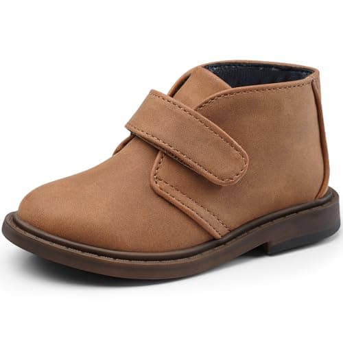 Image of Harvest Land Boys Dress Shoes Lace-up School Shoes Kids Classic Oxford Boots Boys Loafer Flats Hook and Loop Light Comfortable for Toddler Big Kids Tan UK6