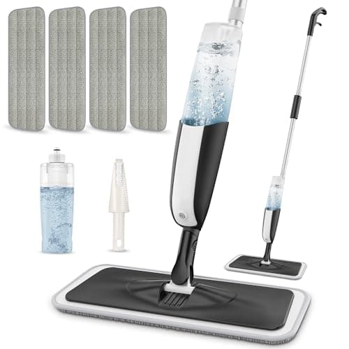Image of MANGOTIME Microfiber Spray Mops for Floors Cleaning Wet Dry Dust Wood Floor Mop with Refillable Bottle & 4pcs Reusable Washable Pads for Home Commercial HardWood Laminate Wood Vinyl Tile Ceramic