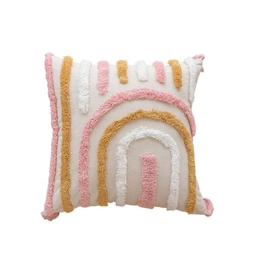 Image of Herfair Cushion Cover, Soft Set of 2, Decorative Sofa Cushions, Rainbow Couch Cushion, Decorative Cushion, Modern Decorative Cushion Cover, Cuddly Cushion for Bedroom, Living Room, Cotton and Linen