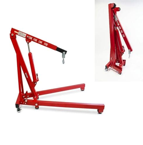 Image of 1 Tonne Folding Hydraulic Engine Crane with Adjustable Lifting Positions, 6 Castor Wheels & Hand-Operated Lift, 4 lifting positions 250, 500, 750 and 1000kg, Max. lifting 2300mm, by US PRO