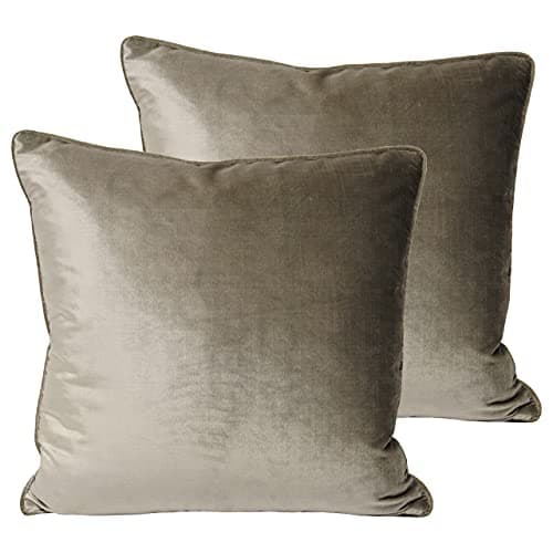Image of Paoletti Luxe Velvet Twin Pack Polyester Filled Cushions, Mink, 55 x 55cm