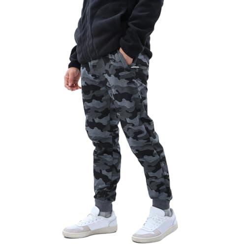 Image of LY4U Tracksuit Bottoms Men, Camouflage Joggers with Zip Pocket, Cosy Breathable Gym Trousers with Elastic Waist, Casual Sweatpants for Running Training, Grey M