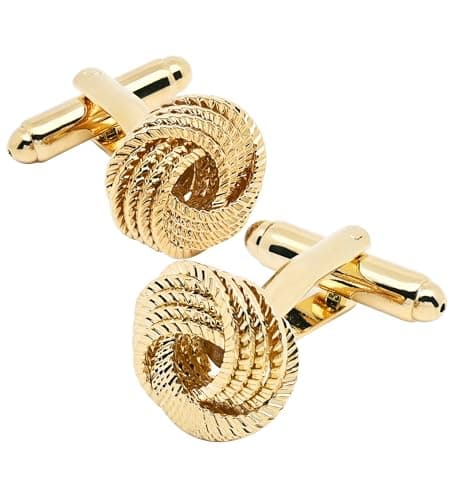 Image of Jonwo Hollow Out Twist Knot Shape Men's Cufflinks In Gift Case Silver / 14K Gold Plated Cufflinks for Men Jewelry for Wedding Party Business Anniversary Dress (Golden)