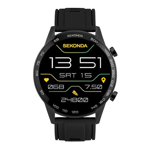 Image of Sekonda 45mm Active Plus Smart Watch in Black with Black Silicone Strap