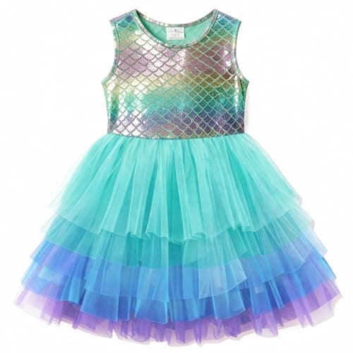 Image of VIKITA Girls Dresses Mermaid Princess Tulle Party Wedding Dress SH2338 7-8 Years
